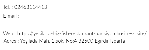 Yeilada Big Fish Restaurant & Pansiyon telefon numaralar, faks, e-mail, posta adresi ve iletiim bilgileri